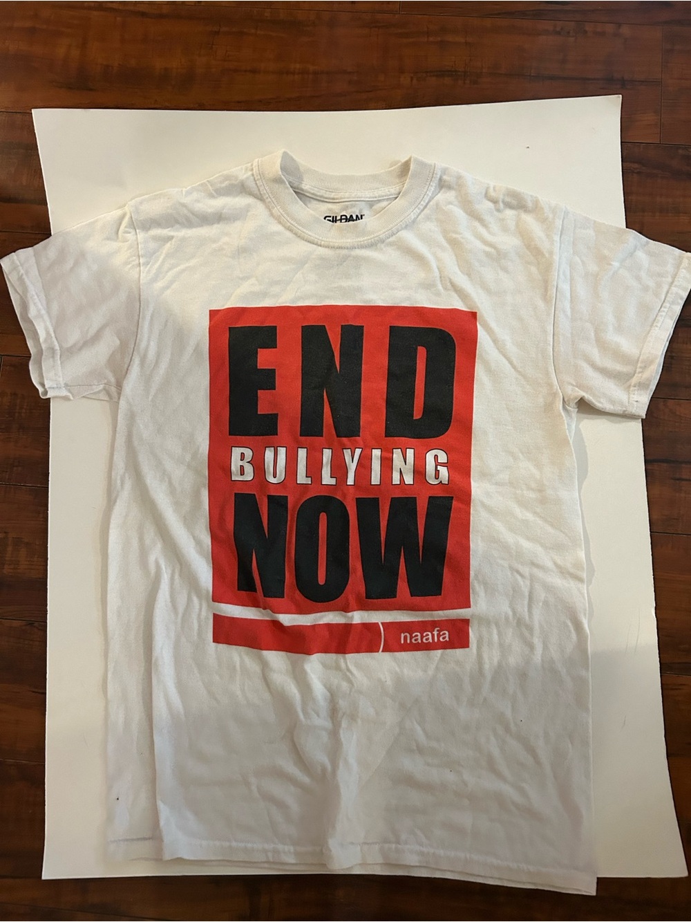 Gildan White Tee with Red & Black Graphic